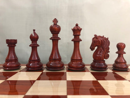 4.5" Luxury Staunton Bud Rosewood & Boxwood Chess pieces Set- Spartan Luxury Double Weighted 2 Extra queens- 4Q