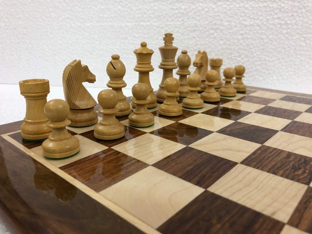 16" Wooden Tournament Chess Set Combo in Golden Rosewood Chess board with King 3" chess Pieces Weighted-4Q-  Super fine smooth polish.