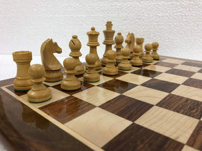 16" Wooden Tournament Chess Set Combo in Golden Rosewood Chess board with King 3" chess Pieces Weighted-4Q-  Super fine smooth polish.
