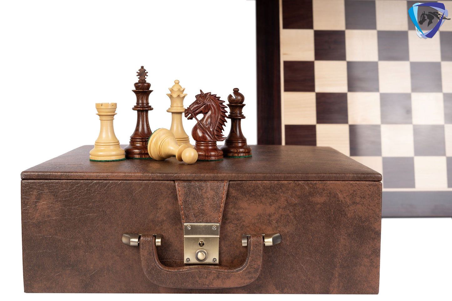 4.4" Staunton Rosewood Chess Pieces Set in LUXURY BRIDLE SERIES + 21" Rosewood chess board(55mm) + Leatherette storage box.