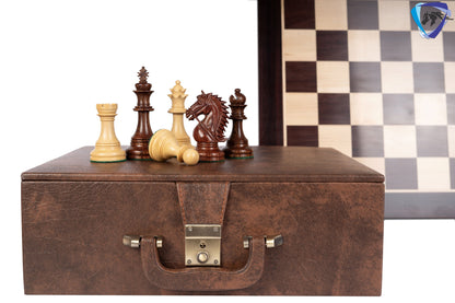 4.4" Staunton Rosewood Chess Pieces Set in LUXURY BRIDLE SERIES + 21" Rosewood chess board(55mm) + Leatherette storage box.