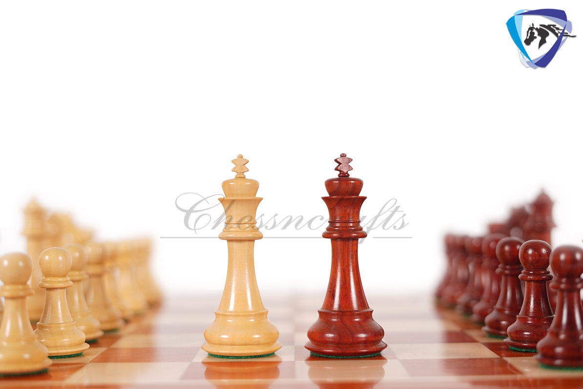 4.5" Bud Rosewood staunton chess pieces set BRIDLE SERIES Weighted w/ extra queens.