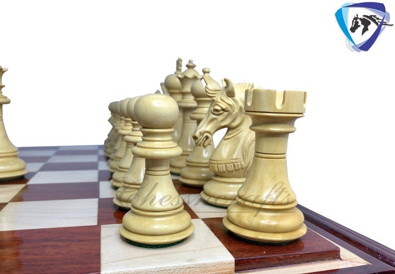 4.5" Luxury Staunton Bud Rosewood & Boxwood Chess pieces Set- Alexander Luxury- Triple Weighted 2 Extra queens- 4Q