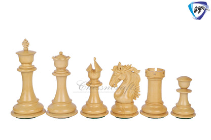 4.5" Luxury Staunton Chess pieces Set in Ebonywood & Boxwood - STALLION SERIES - Triple Weighted- 2 Extra queens