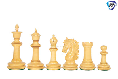 4.5" Ebony wood Staunton Chess pieces Set - STALLION VER 2.0 + 23" Ebonywood chess board (SQ: 60mm) + Leather Storage box for chess pieces