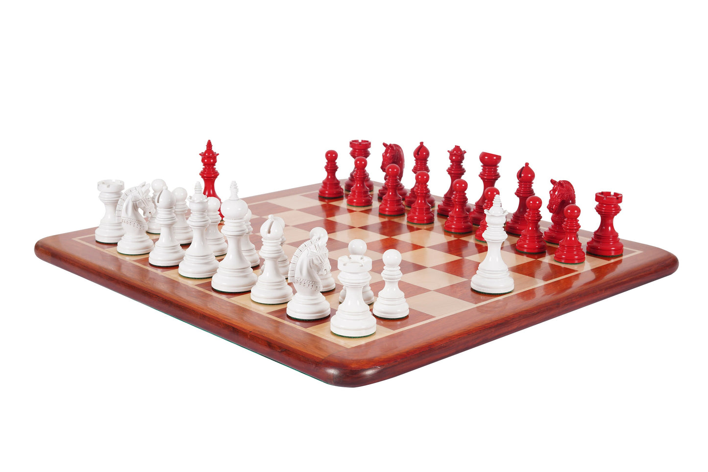 4.1" Luxury Staunton Chess Pieces Set in Painted Boxwood- ARMOURED Triple Weighted w/ 2 Extra queens- 4Q