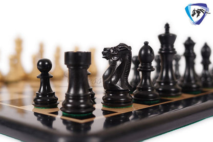 4.1" Staunton Chess Pieces Set Ebonywood & Boxwood Ultimate series + 19" Ebonywood Chess board(51mm) + Leather Storage Box