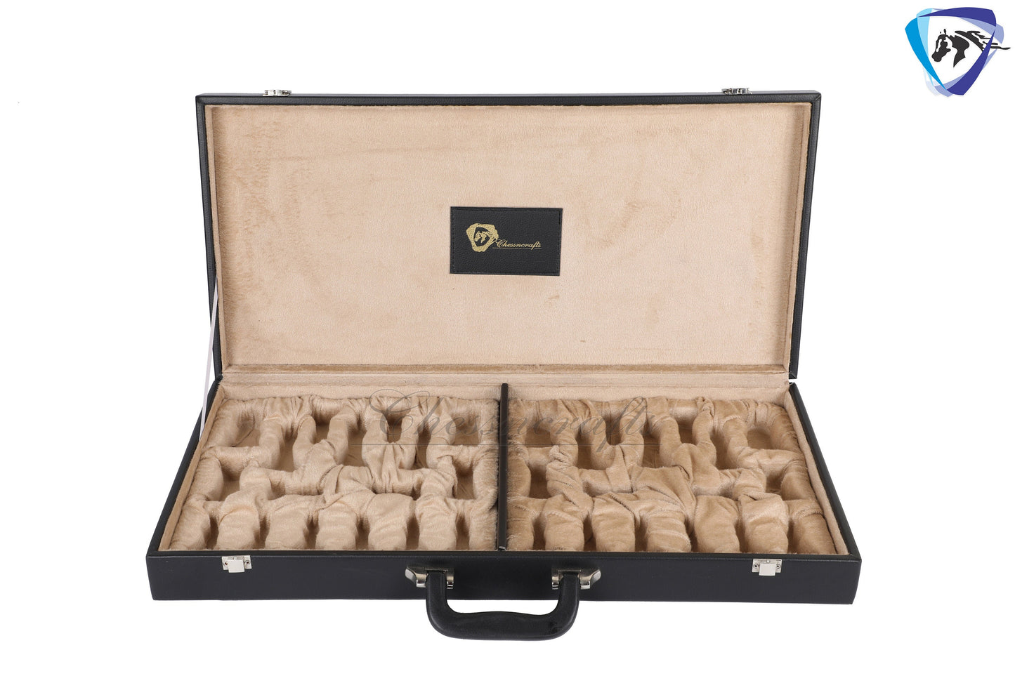 Leatherette Chess Set Briefcase Storage Box Coffer with Fixed Slots for 3.75" - 4" Pieces / Christmas Gift/ Chess Gift