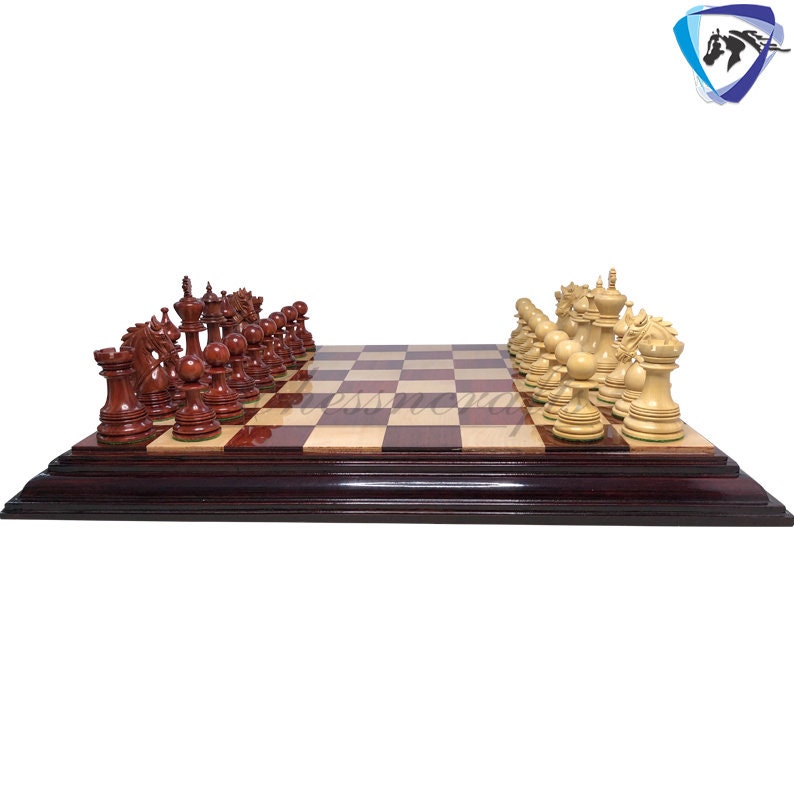 23" & 21" Bud Rosewood chess board STEPS BORDER ELEVATED Super fine smooth polish. Exclusive unique grain padauk wood