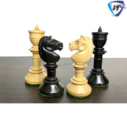 3" Antique Northern Upright chess pieces set in Ebonized Boxwood- weighted.