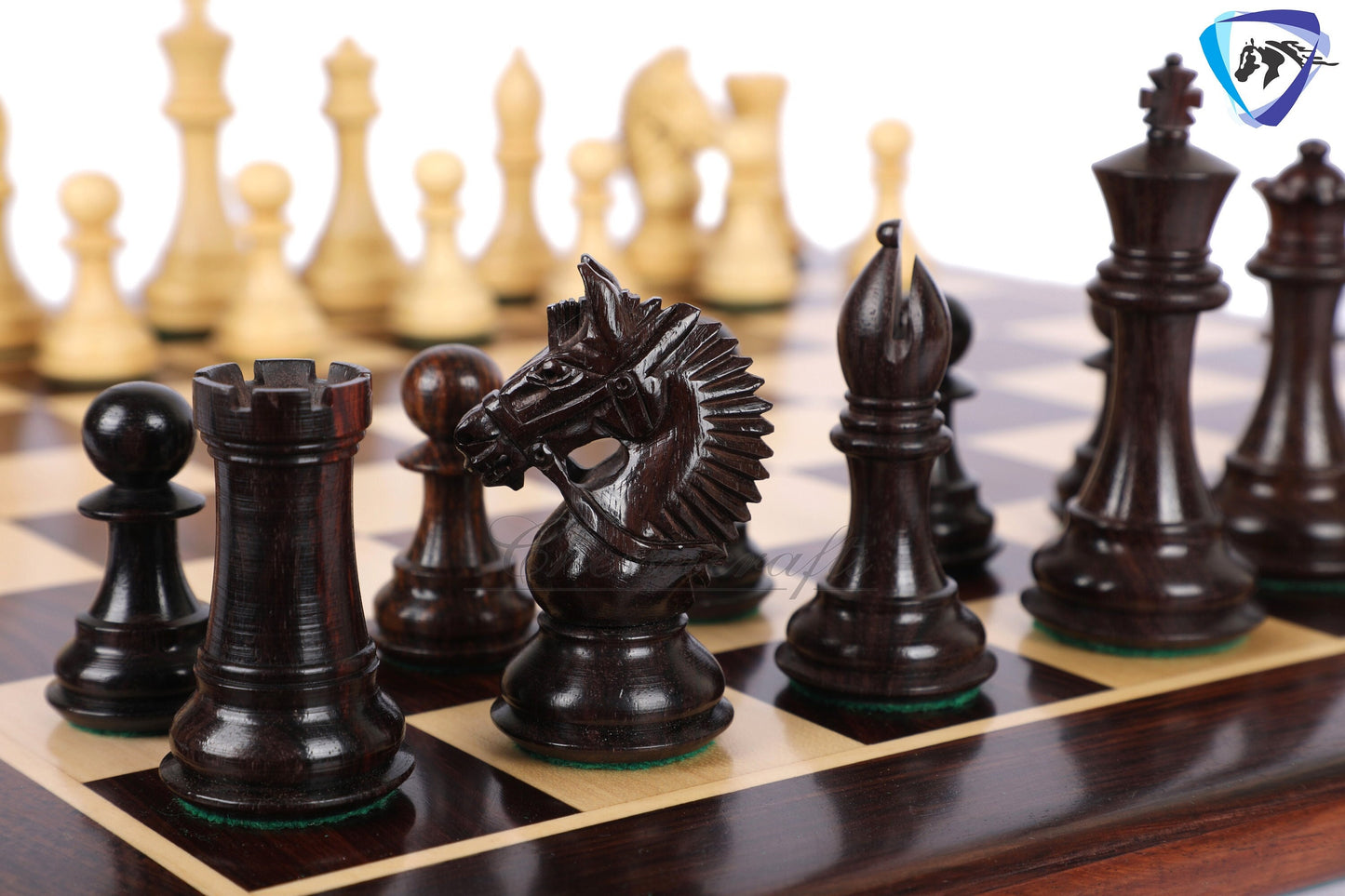 4.2" Rosewood Staunton Chess Pieces Set-EXCALIBUR Weighted + 21" Rosewood Chess Board + Leather chess Storage Box