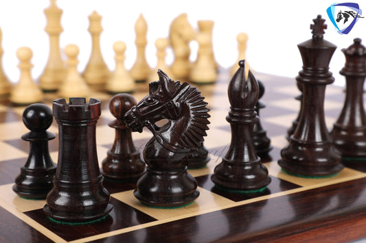 4.2" Rosewood Staunton Chess Pieces Set-EXCALIBUR Weighted + 21" Rosewood Chess Board + Leather chess Storage Box