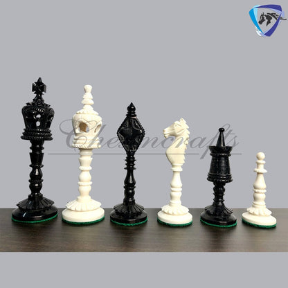 4.4" Camel Bone chess Pieces Set Designer Vintage collector series- Modern CARVED SERIES. Handmade Chess Gift.