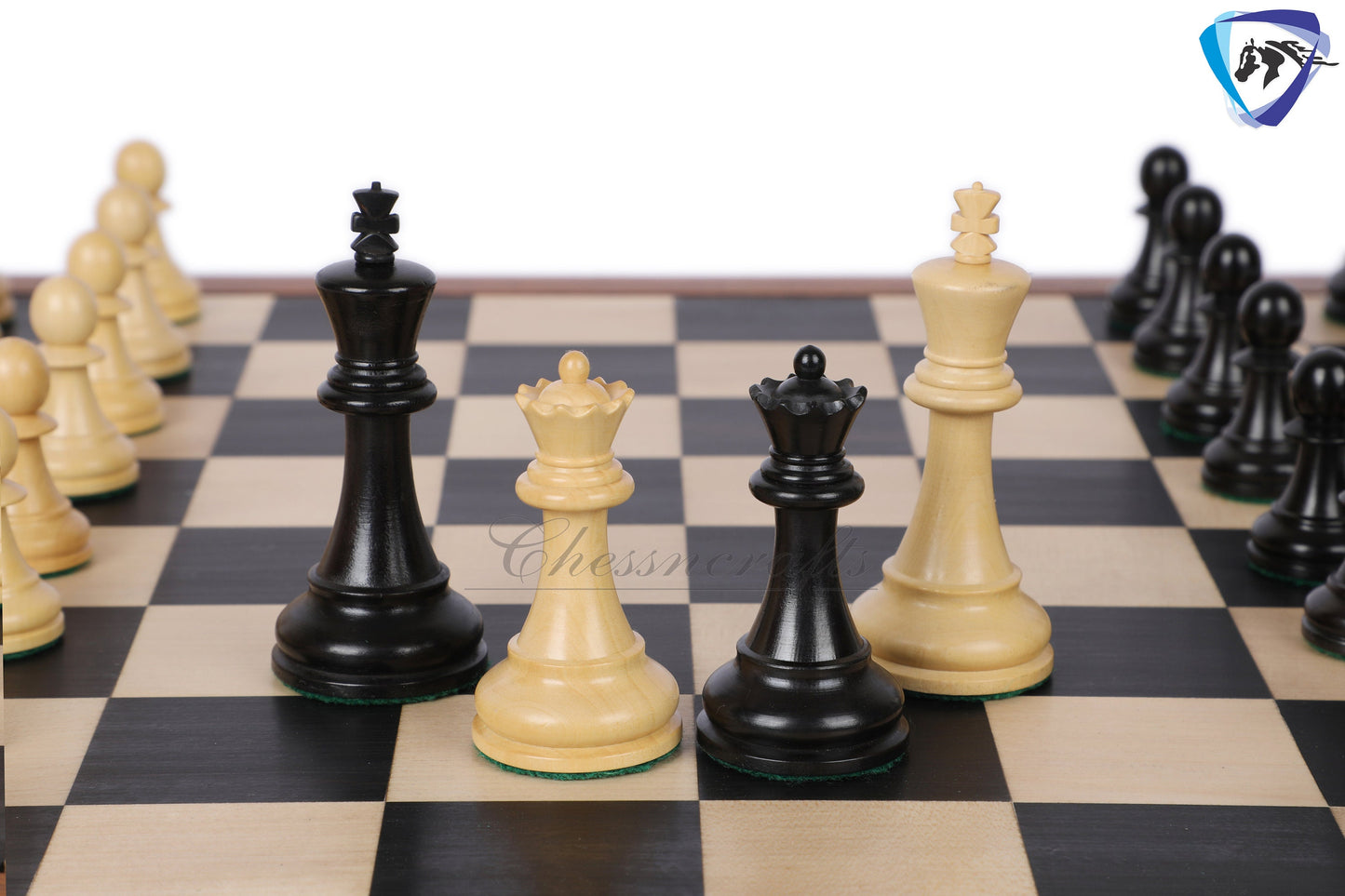 3.75" Fischer-Spassky Chess Pieces set in  Ebonized Boxwood 1972 World Championship Chessmen - Weighted -2 Extra queens 4Q| chess gift|