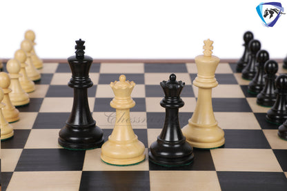 3.75" Fischer-Spassky Chess Pieces set in  Ebonized Boxwood 1972 World Championship Chessmen - Weighted -2 Extra queens 4Q| chess gift|