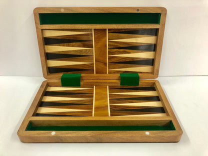 Backgammon Set board game in Sheesham and Box wood with Board,Dice & Stones - 12" Magnetic lock