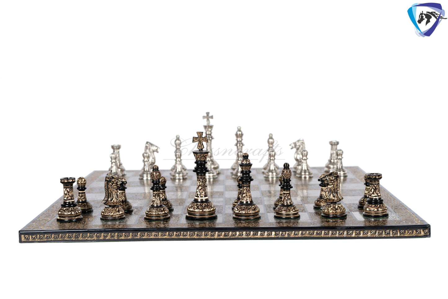 21" Giant Brass chess Board set Luxury Hand carving chess board & King: 4.75" Brass Chess Pieces set With storage Box- Big Size Metal Chess