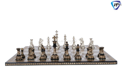 21" Giant Brass chess Board set Luxury Hand carving chess board & King: 4.75" Brass Chess Pieces set With storage Box- Big Size Metal Chess