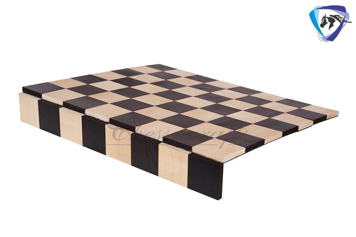 1923 Bauhaus Chess pieces set in Ebonized Boxwood King: 2" vintage chess pieces set + 12" Ebony wood Foldable Roll up chess board set Combo