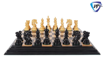 4.4" Staunton Ebony wood & Boxwood Luxury Chess pieces Set- KENNEDY-JFK - Triple Weighted 2 Extra queens
