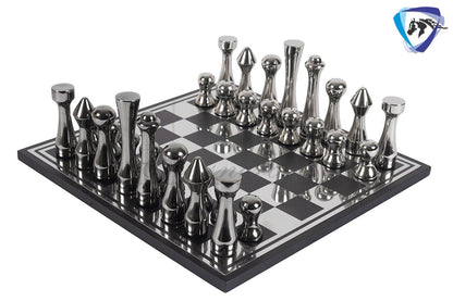 Metal chess Set Unique NEW YORK SKYLINE design Aluminium 14" Chess Board- Black Silver Gold.