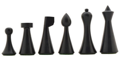 Reproduced Hermann Ohme Minimalist Modern Mid Century Chess Pieces in Ebonized Boxwood-King 3.75"- Weighted chess coins