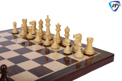 3.75" Fischer-Spassky Chess Pieces set in Dark Rosewood & Boxwood 1972 World Championship Chessmen - Weighted -2 Extra queens | chess gift|