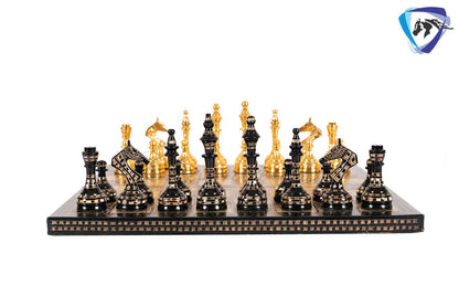 14" Brass Metal Chess Board set Modern Classic Handmade Soviet chess pieces with storage box - Vintage Chess for Gifting