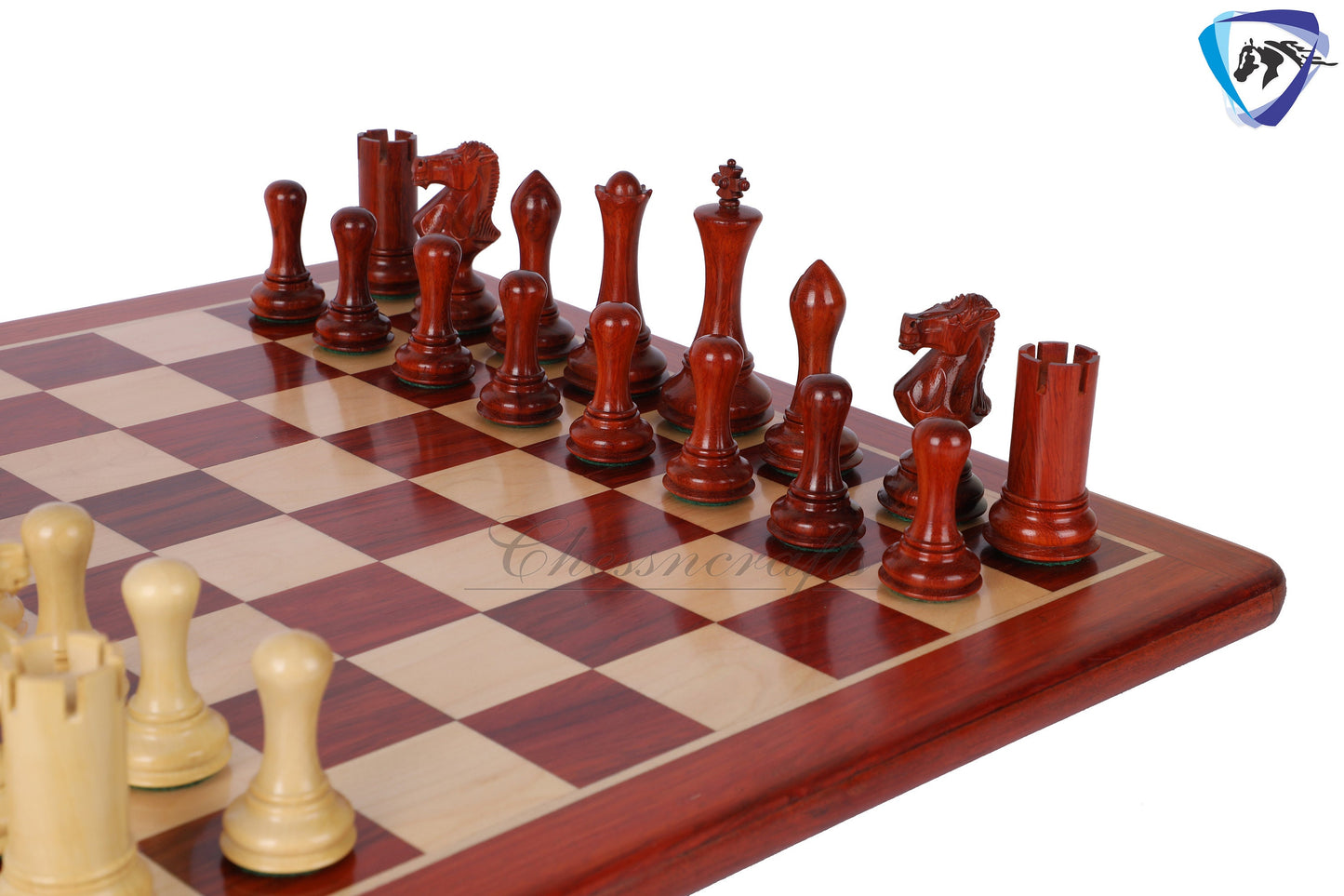 4" Bud Rosewood Staunton chess pieces set EMPIRE series + 19" Bud Rosewood Chess board(sq 51mm) + Leather Storage box for chess men
