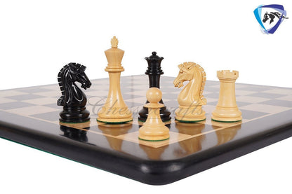 3.75" Sinquefield Ebonywood Chess Pieces Staunton Chess Pieces Set - St. Louis Series + 21" Ebonywood chess board + Leatherette storage box