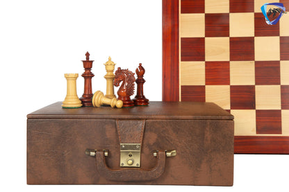 4.5" Luxury Staunton Bud Rosewood Chess pieces Set - STALLION VER 2.0 + 23" Bud rosewood chess board (SQ: 60mm) + Leatherette Storage box