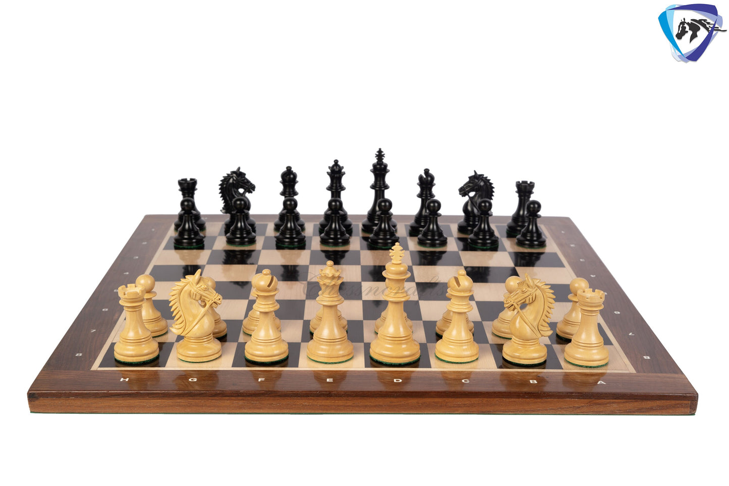 4.4" Staunton Ebonywood Chess Pieces Set in  BRIDLE SERIES Triple Weighted + 23" Ebonywood Chess Board(60mm) + Leatherette storage box