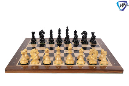 4.4" Staunton Ebonywood Chess Pieces Set in  BRIDLE SERIES Triple Weighted + 23" Ebonywood Chess Board(60mm) + Leatherette storage box