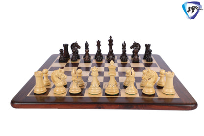 4.2" Rosewood Staunton Chess Pieces Set-EXCALIBUR Weighted + 21" Rosewood Chess Board + Leather chess Storage Box