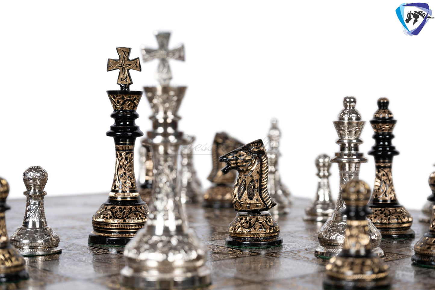 21" Giant Brass chess Board set Luxury Hand carving chess board & King: 4.75" Brass Chess Pieces set With storage Box- Big Size Metal Chess