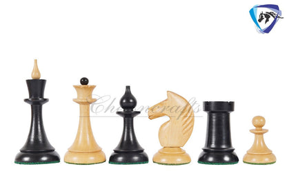 COMBO of 1950 Soviet(Russian) Latvian Chess Pieces Set in Ebonised boxwood With 60mm(19") Ebonywood Borderless Chess board