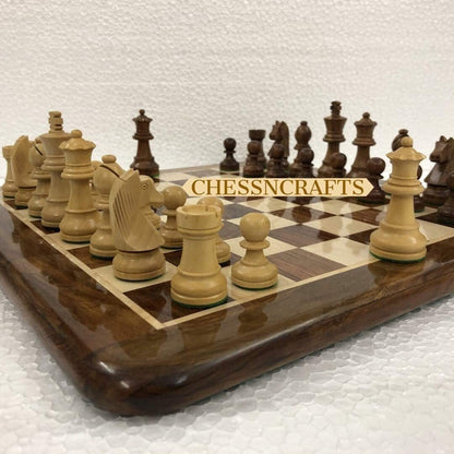 16" Wooden Tournament Chess Set Combo in Golden Rosewood Chess board with King 3" chess Pieces Weighted-4Q-  Super fine smooth polish.