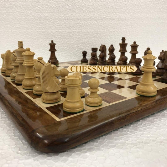 16" Wooden Tournament Chess Set Combo in Golden Rosewood Chess board with King 3" chess Pieces Weighted-4Q-  Super fine smooth polish.