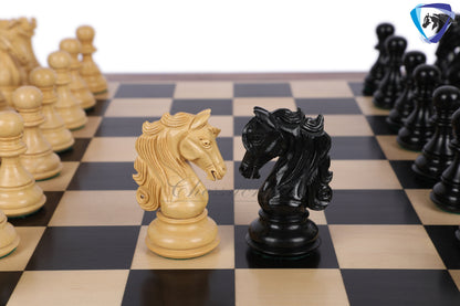 4.5" Luxury Staunton Ebony wood Chess pieces Set- SPARTAN series + 21" Ebonywood Chess board(55mm) + Leatherette Storage box for chess men