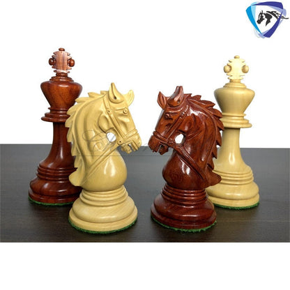 4.4" Luxury Staunton Chess Pieces Set in Bud Rose wood & Boxwood- HADRIAN Triple Weighted w/ 2 Extra queens- 4Q