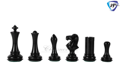 4" Ebonywood Staunton Chess pieces Set- Empire Series Weighted + 19" Ebonywood chess board(51mm) + Leather Storage box for chess men.