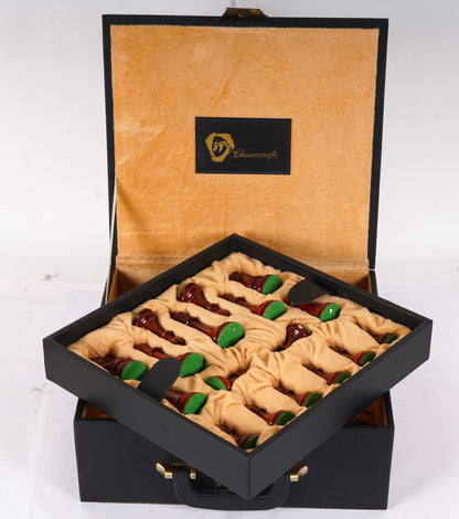 Staunton Chess pieces Set - 4" Fierce Knight Rosewood Chess Pieces set - 21" Rosewood Chess Board + Leather Storage Box COMBO