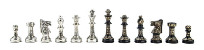 14" Brass Chess Board set Staunton Hand carved Chess Pieces King: 3" with velvet storage box - Chess Board set With Box- Chess gift for him