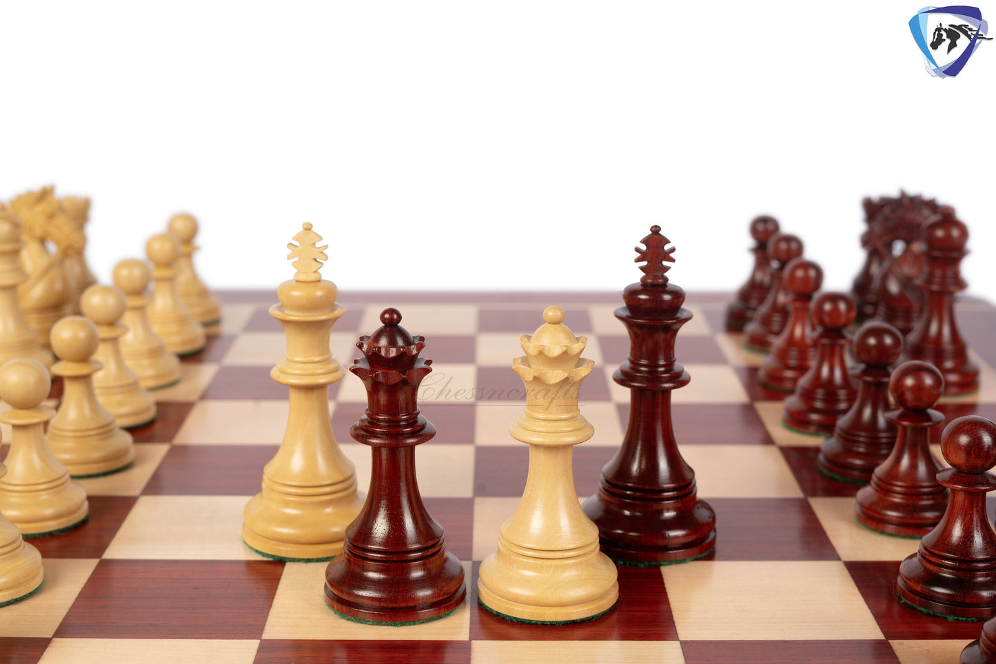 4.4" Staunton Bud Rosewood Chess Pieces Set in LUXURY BRIDLE SERIES + 23" Bud Rosewood chess board(60mm) + Leatherette storage box.