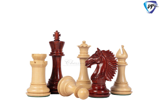 4.5" Bud Rosewood Staunton Chess pieces Set- CAVALIER Series + 23" Bud Rosewood Chess Board(sq-60mm) + Leather Storage Box