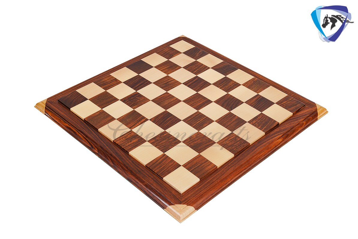 21" wooden chess board Maple Wood & Golden Rosewood(sheesham) Luxury CORNER CARVED BORDER super fine smooth polish.