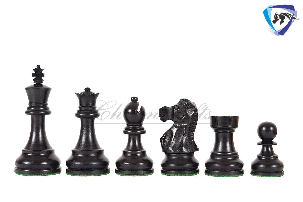 3.9" Reykjavik Staunton Chess pieces Set in Ebonized Boxwood- Weighted 2 Extra queens - 1972 Bobby Fischer Spassky championship chess set.