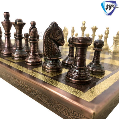 Solid Brass carving classic Chess set- 100% brass Slim chess men hand carved with velvet storage box