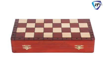 12" Folding Bud Rosewood Magnetic Travel Chess Bord set with Extra Queens-Notations & Leather bag | Storage | Chess Gift| SALE