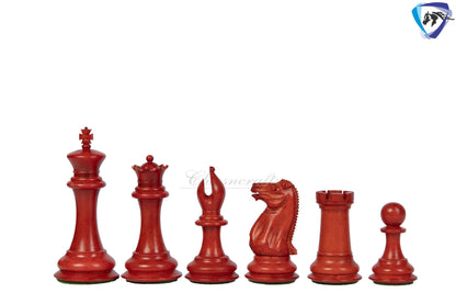 3.75" Camel Bone Staunton chess Pieces set- 1849 reproduced Cooke in Antique distressed + 21" Ebony wood chess board + Leather Storage Box